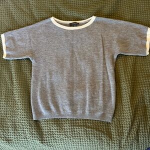Ann Taylor Gray Sweater with Cream Trim